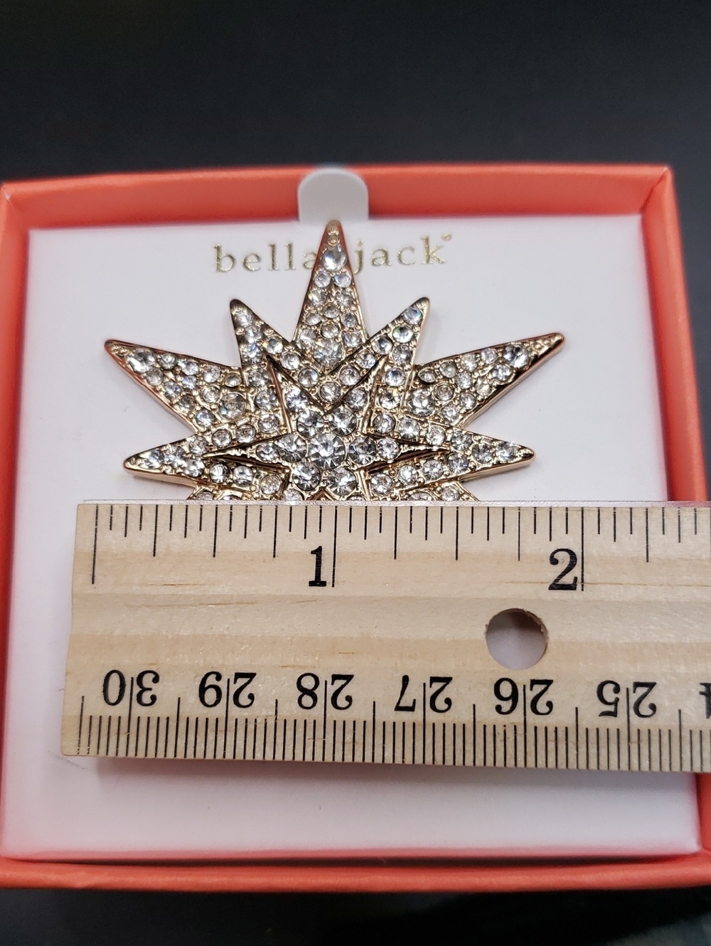 Bella Jack Goldtone Starburst with Rhinestone Crystals Brooch - Picture 4 of 5